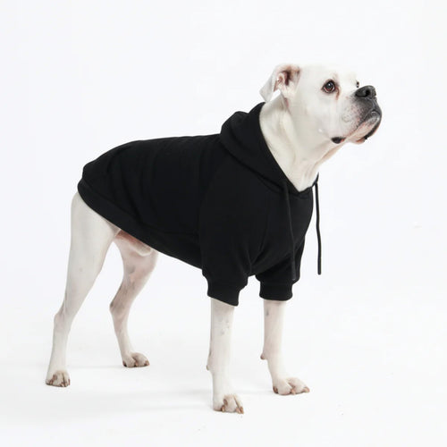 Dog Hoodie Black Reflective Print Soft Cotton Pet Sweatshirt Outfit