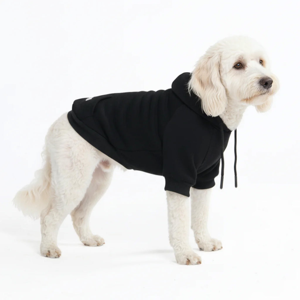 Dog Hoodie Black Reflective Print Soft Cotton Pet Sweatshirt Outfit