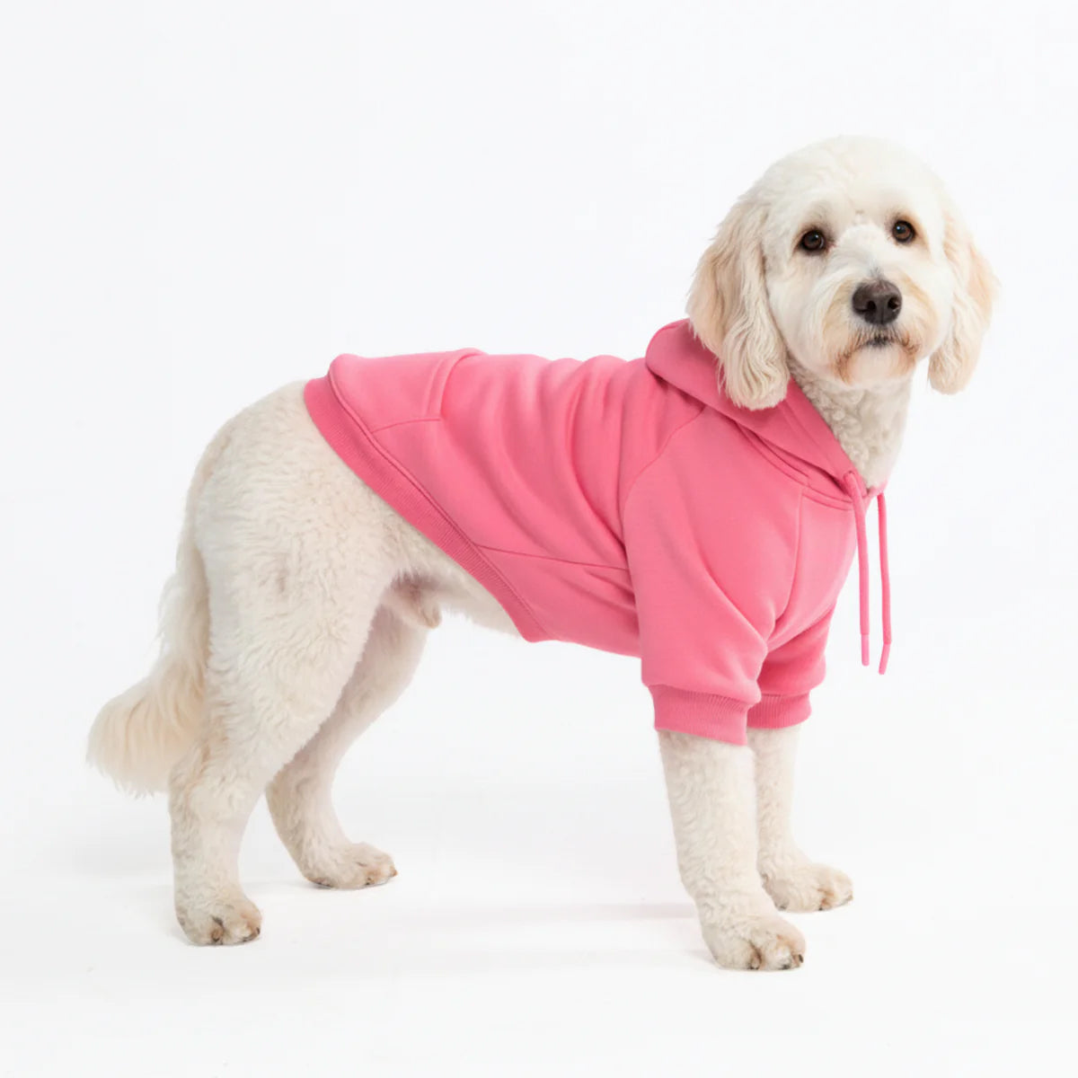 Dog Hoodie Pink Soft Cotton Fleece Essential Pet Sweatshirt Hooded Outfit