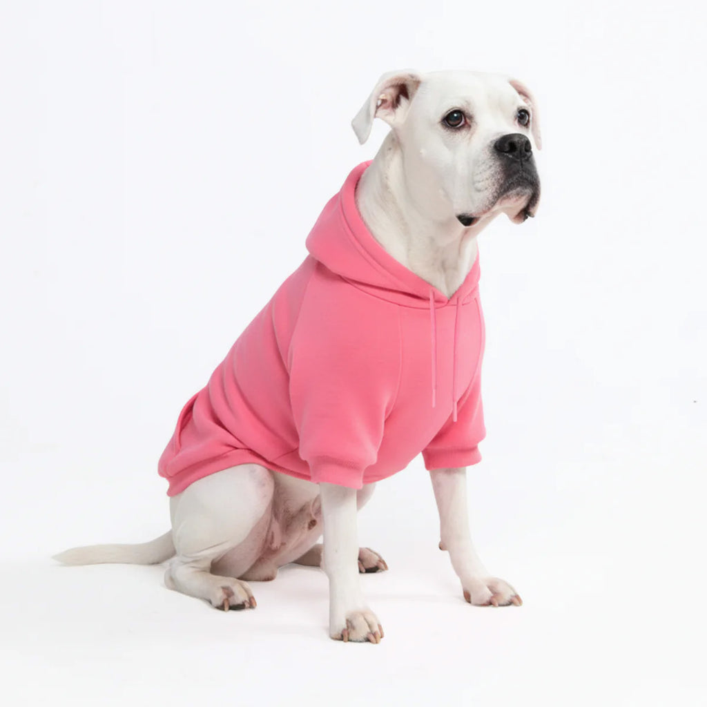 Dog Hoodie Pink Soft Cotton Fleece Essential Pet Sweatshirt Hooded Outfit