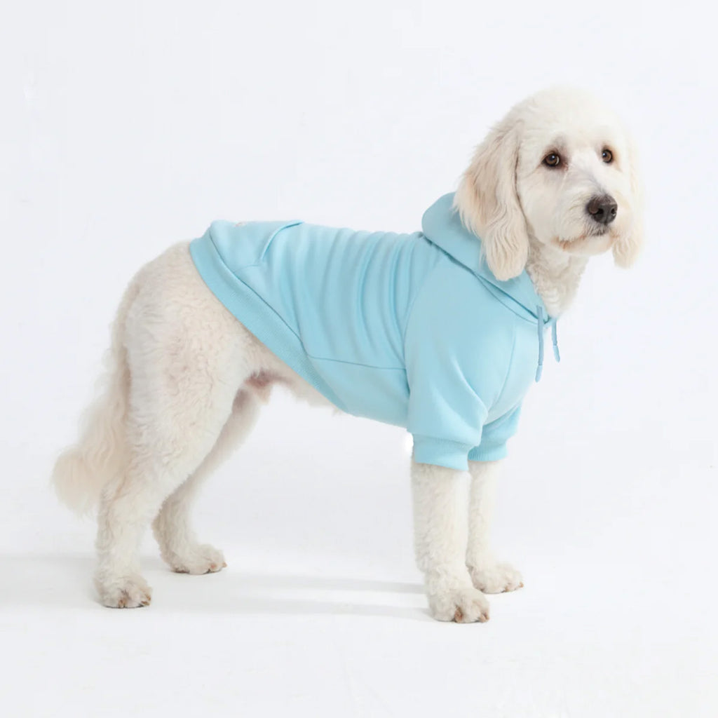 Dog Hoodie Baby Blue Soft Cotton Fleece Essential Pet Sweatshirt Hooded Outfit