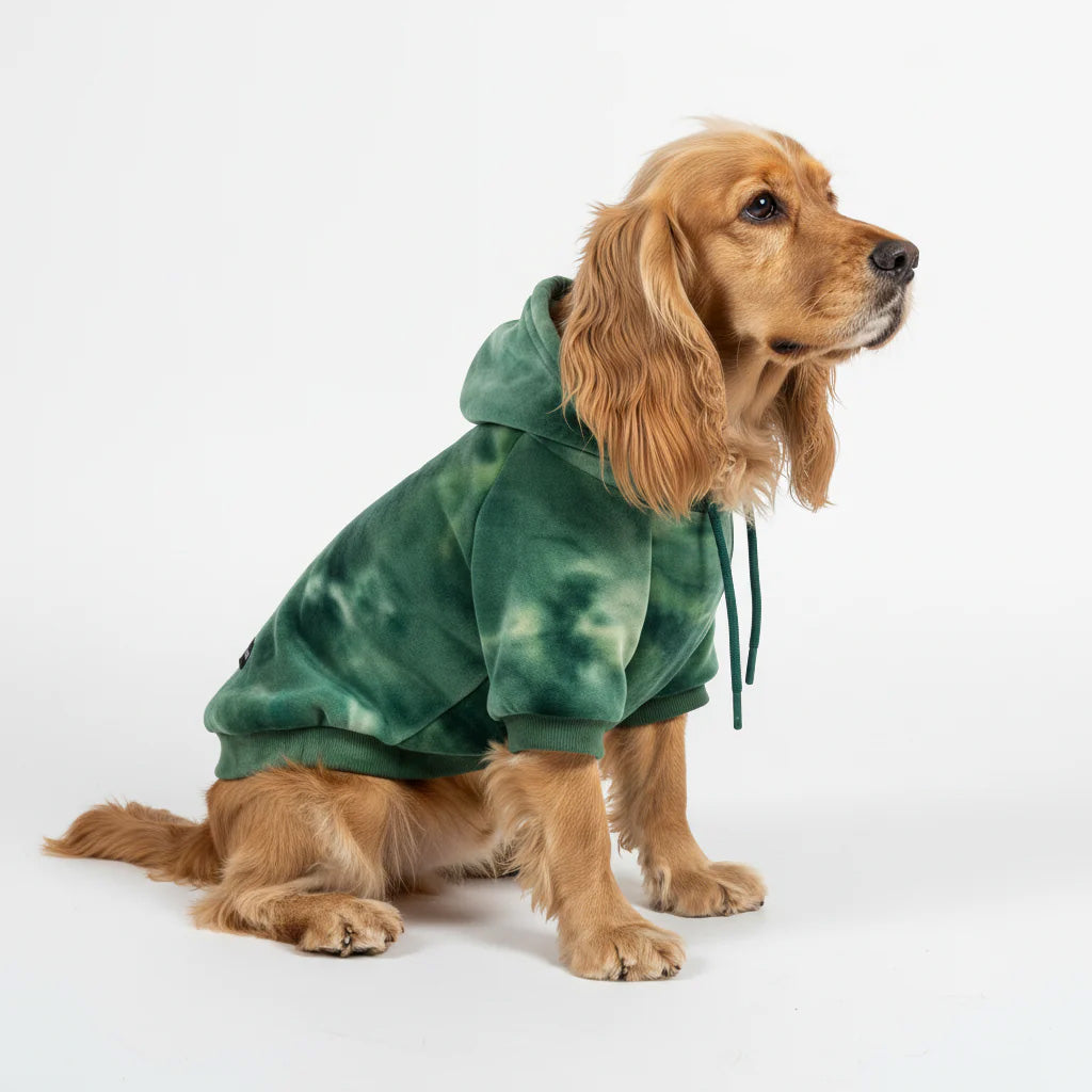 Emerald Green Dog Hoodie Velvet Soft Fleece Luxury Graphic Pet Sweatshirt