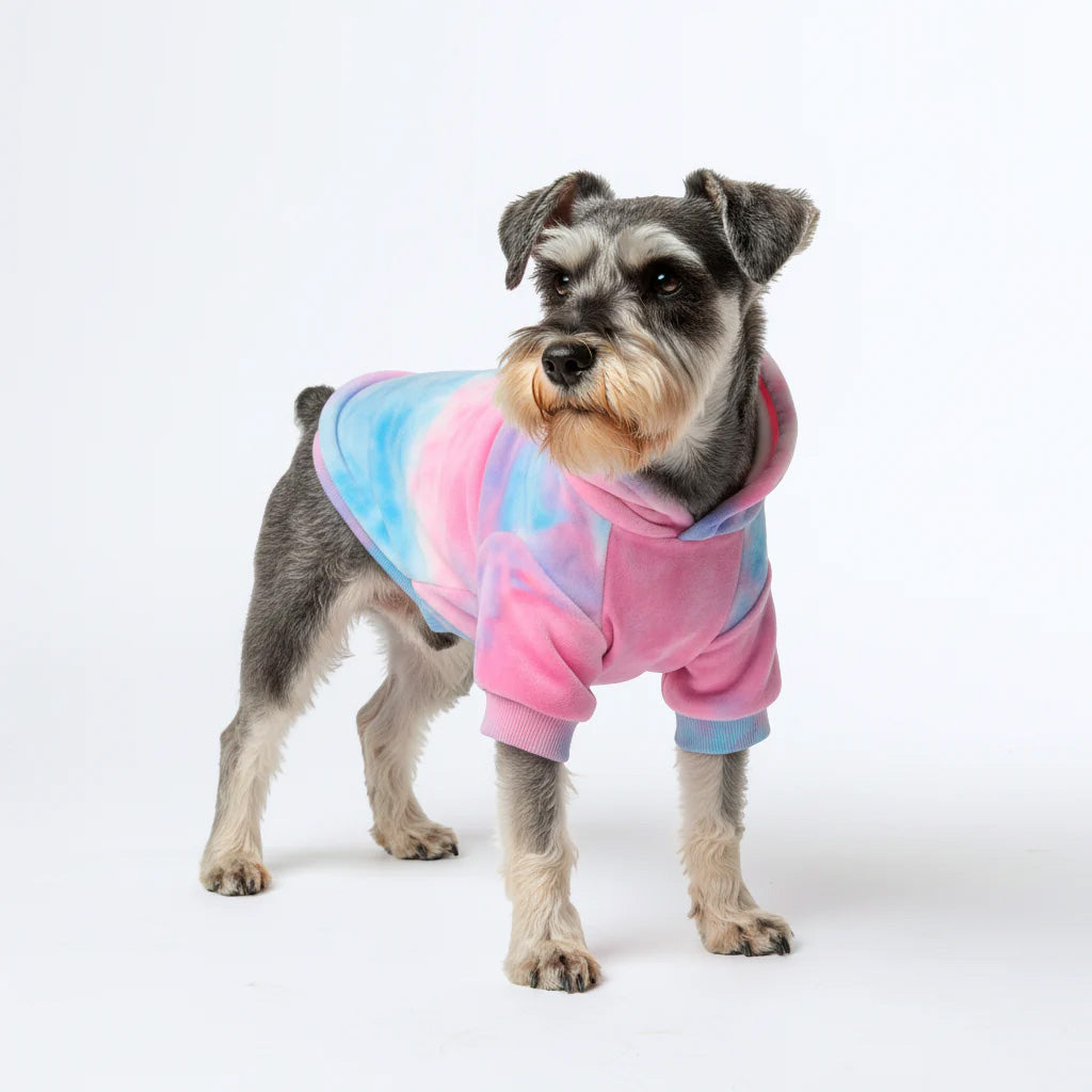 Snow Cone Dog Hoodie Velvet Soft Fleece Luxury Tie Dye Pet Sweatshirt