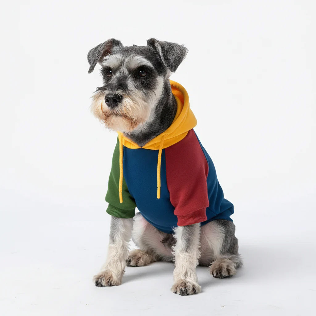 Dog Hoodie Primary Color Block Colorful Soft Cotton Retro Pet Sweatshirt Outfit