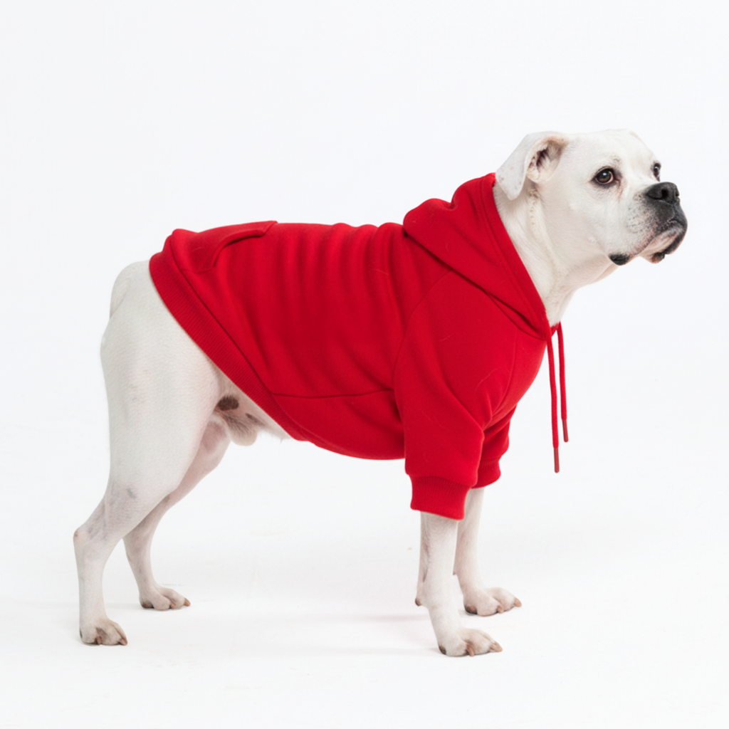 Dog Hoodie Crimson Red Soft Cotton Fleece Essential Pet Sweatshirt Outfit